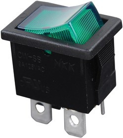 CWSB21FAFF, SWITCH, ROCKER, DPST, 9A, 125VAC, GREEN