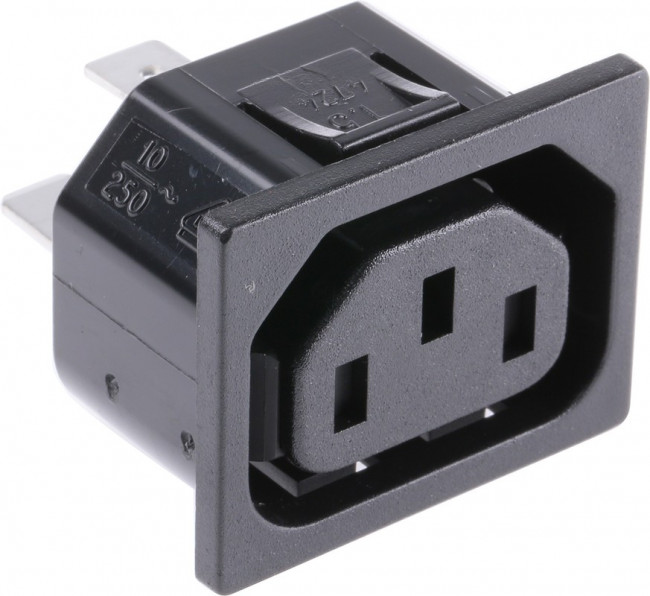 4724.0000, Разъем: питания AC, гнездо, "мама", 10А, 250ВAC, IEC 60320, C13 (F)