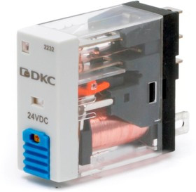 IR-24DC-1CO-D, Реле миниатюрное промышленное, 1CO, ком. ток 12А, AgSnO2, напряжение 24V DC, опция: тест-кнопка+ светодиод+защитный диод