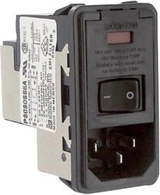 4-6609107-0, Filtered IEC Power Entry Module, IEC C14, General Purpose, 6 А, 250 В AC, 2-Полюсный выключатель
