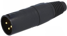 NC3MX-B, XLR Connectors 3C MALE BLACK