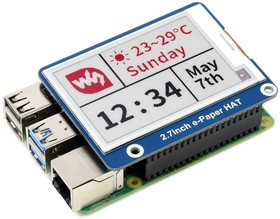 2.7inch e-Paper HAT (B), E-Ink дисплей 264×176px форм-фактора HAT для Raspberry Pi, трехцветный (кра