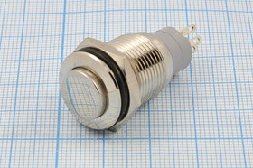 Антивандальный металлическая кнопка с фиксацией, 220В/3А\ON-OFF; №10442 ПКн\250\ 3\SPDT\d16\мет\мет\ AV\5C\LA16JSH-Z\