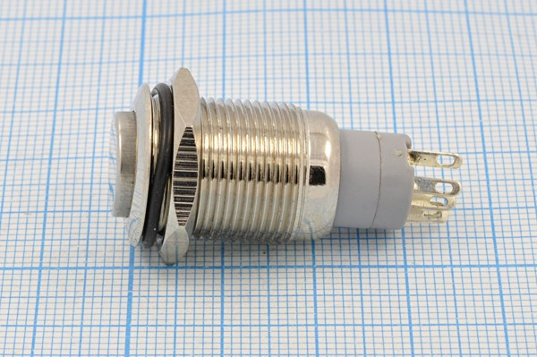 Антивандальный металлическая кнопка с фиксацией, 220В/3А\ON-OFF; №10442 ПКн\250\ 3\SPDT\d16\мет\мет\ AV\5C\LA16JSH-Z\