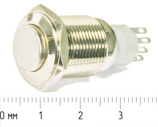 Антивандальный металлическая кнопка с фиксацией, 220В/3А\ON-OFF; №10442 ПКн\250\ 3\SPDT\d16\мет\мет\ AV\5C\LA16JSH-Z\