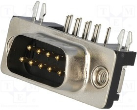 DE09-PN-24, Разъем D-Sub; PIN: 9; гнездо; "папа"; угловой 90°; THT; UNC4-40; 5А