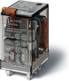 Finder, Промежуточное реле; 2 перекидных контакта 10А ;= 24В DC;, 553290240020