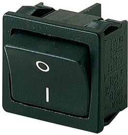 01802.5103-02, Клавишный переключатель, Вкл.-Выкл., DPST, Без Подсветки, Панель, Черный, 1800