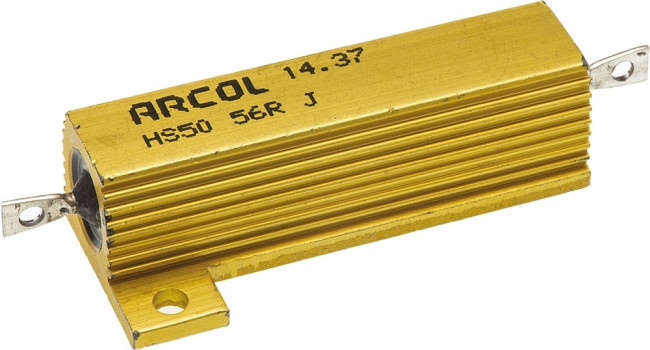 HS50-56RJ, Резистор проволочный, с радиатором, винтами, 56Ом, 50Вт, ±5%