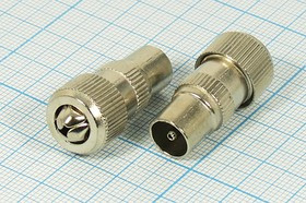 Штекер TV, на кабель винт, металл, белый, [орех]