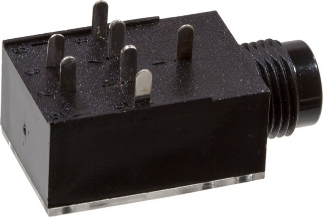 ST-002G-02-A-EN, гнездо на плату 6.35мм(+ гайка)