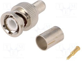 BNC-135, Вилка, BNC, "папа", прямой, 75Ом, RG6, обжим, на провод, позолота