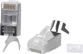 Экранированный универсальный коннектор RJ-45 (8P8C) под витую пару категория 6, (для одножильного и многожильного кабеля) 100 шт ...