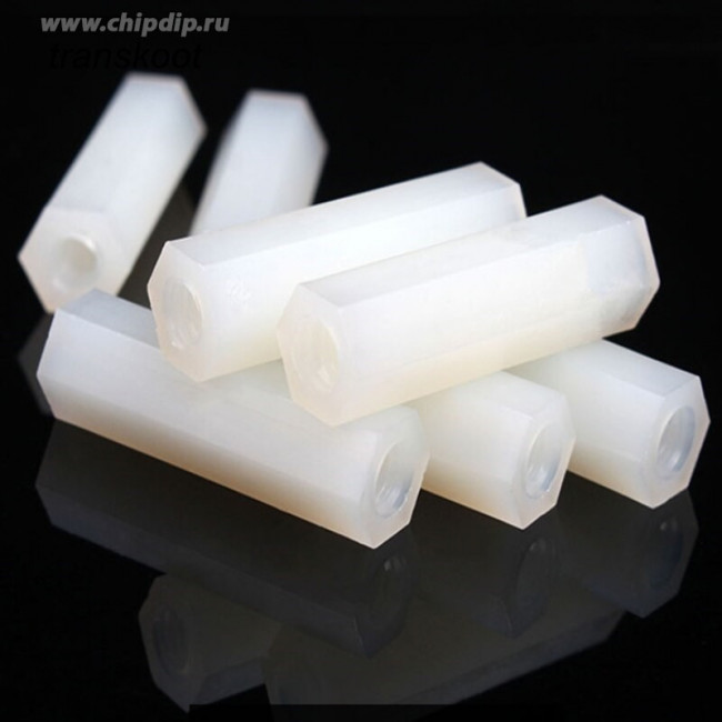 Стойка для печатных плат нейлоновая (белая) М2 высота 8мм (мама-мама)