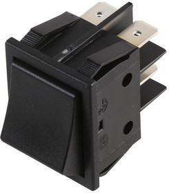 B417C11000000, Клавишный переключатель, Выкл.-(Вкл.), DPST, Без Подсветки, Панель, Черный, B4 Series