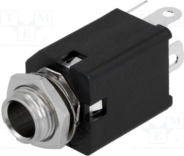 ACJM-MVS-2S, Телефонный аудио разъем, Mono, 6.35mm, 2 контакт(-ов), Гнездо, Монтаж в Панель