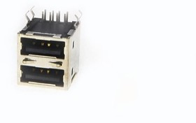 USBA-2J, Розетка USB двойная на плату черная (тип А)