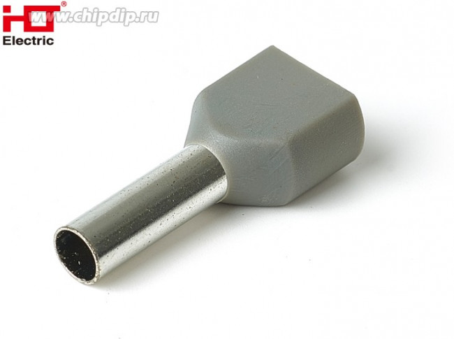 Наконечник штыревой втулочный изолированный (двойной) Ншви(2) 4.0-12 серый (уп. /100 шт) 084-04-64/084-04-064 HLT