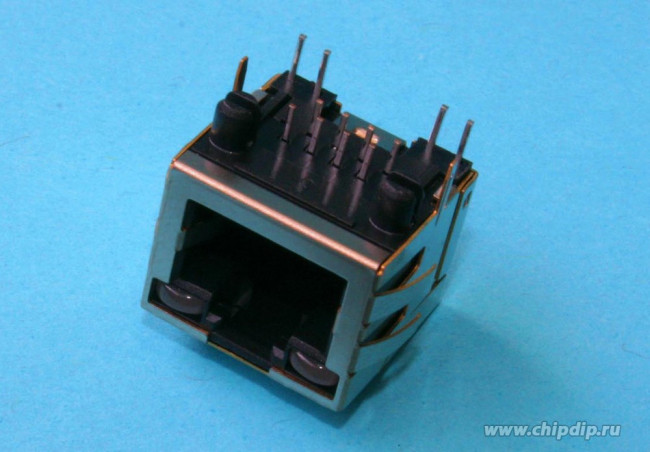 TJ18-L8P8C-5, Разъем RJ-45 на плату, 8P8C, 2 светодиода (красный-зеленый), экранированный, тип 18 TJ18-L8P8C-5, Разъем RJ-45 на плату, 8P8C, 2 светодиода (красный-зеленый), экранированный, тип 18