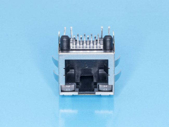 TJ18-L8P8C-5, Разъем RJ-45 на плату, 8P8C, 2 светодиода (красный-зеленый), экранированный, тип 18 TJ18-L8P8C-5, Разъем RJ-45 на плату, 8P8C, 2 светодиода (красный-зеленый), экранированный, тип 18