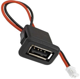 USB-2Pin-PH2.0, Разъём , длина кабеля 110 мм, 2 контакта, 1.5 А, 30 В, корпус пластиковый черный