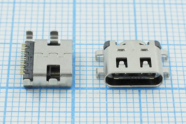 Разъем USB розетка, тип C 3.1, контакты на плату, USB3.1TYPE-C 16PF-20