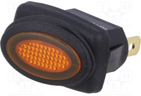 R13278B802Y, ROCKER; SPST; Pos: 2; ON-OFF; 10A/250VAC; orange; IP65; neon lamp