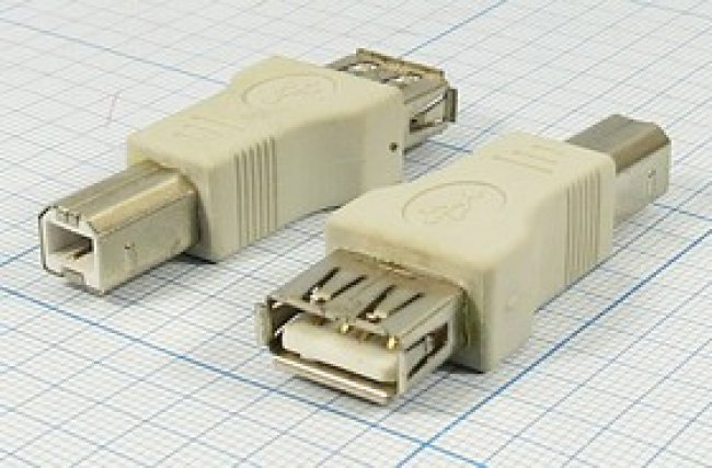 Переходник штекер USB тип B - гнездо USB тип A; №3108 штек USB B-гн USB A\\\комп