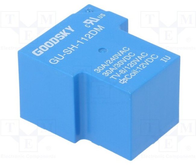 GU-SH-112DM, Реле: электромагнитное, SPST-NO, Uобмотки: 12ВDC, 30А, Серия: GU