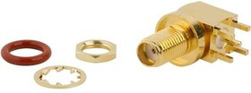 132203-18, Гнездо; SMA; "мама"; угловой 90°; 50Ом; THT; на PCB; тефлон