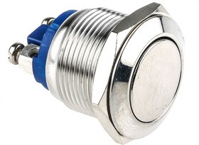 R19FFSSTAG, Push Button Switch, Momentary, Panel Mount, 19.2mm Cutout, SPST, 48 V dc, 250V ac, IP65