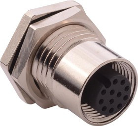859-012-203R004, Разъем Кабеля, M Series, M12, Female, 12 Positions, Гнездо для Пайки, Прямой Монтаж
