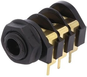 CL12327, Гнездо, Jack 6,35мм, "мама", stereo, с тройным выключателем, ТНТ