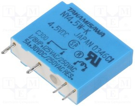 NY-4.5W-K, Relay: electromagnetic; SPST-NO; Ucoil: 4.5VDC; 5A; 5A/250VAC; PCB