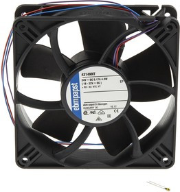 4314NNT, Осевой Вентилятор, 24 В, Square, 119 мм, 32 мм, Качения, 110 фут³/мин