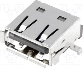 UBA-4R-S14HD-4S, Гнездо; USB A; на PCB; SMT; PIN: 4; горизонтальный; USB 2.0