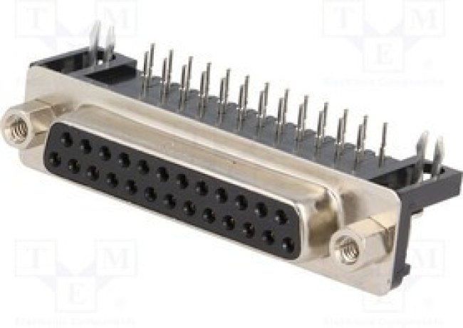 DHP8-25F, Разъем D-Sub; PIN: 25; гнездо; "мама"; угловой 90°; THT; UNC4-40