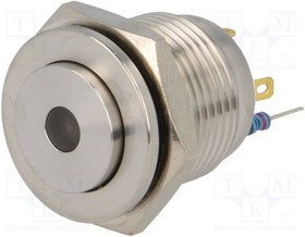 V16-10S-12Y-S, Переключатель антивандальный, Положения 2, SPST-NO, 2A/36ВDC