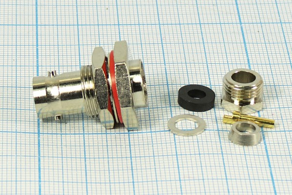 Высокочастотный разъём BNC с креплением на панель под кабель RG58; №9326 гн BNC\RG58\пан\\гай Высокочастотный разъём BNC с креплением на панель под кабель RG58; №9326 гн BNC\RG58\пан\\гай