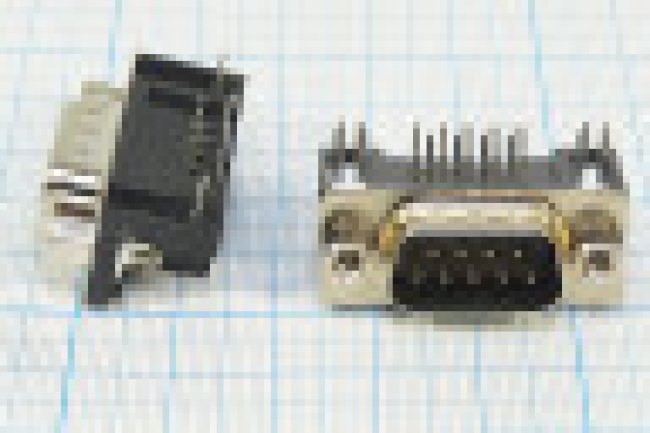 Вилка угловая D-SUB, аналог [DS1037-09MNAKT74-0CC]; Q-449 C штек D-SUB\ 9P\\плат\угл 7,2мм\DRB-09MA\CONNFLY