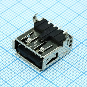 USBA-1J TYPE A SMD BLACK, (USBA-1J), Разъем USB тип A розетка на плату smd