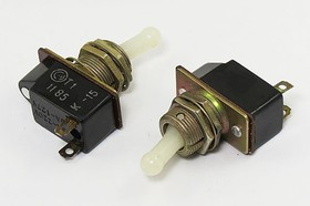 Рычажный переключатель (тумблер), 220В, 3А, переключение ON-OFF, d12.2, белый, контакты 2C, Т-1