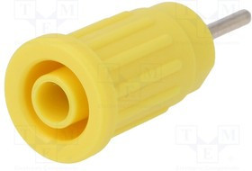SEPB6449NI-GE, Гнездо, "банан" 4мм, 24А, 1кВ, желтый, никелированные, 36,5мм, 5мОм
