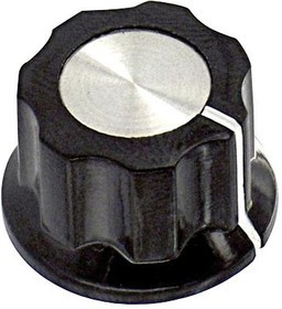 PKES90B1/4, Ручка, Круглый Вал, 6.35 мм, Фенольный Полимер, Round Fluted Skirted with Indicator Line, 25.7 мм