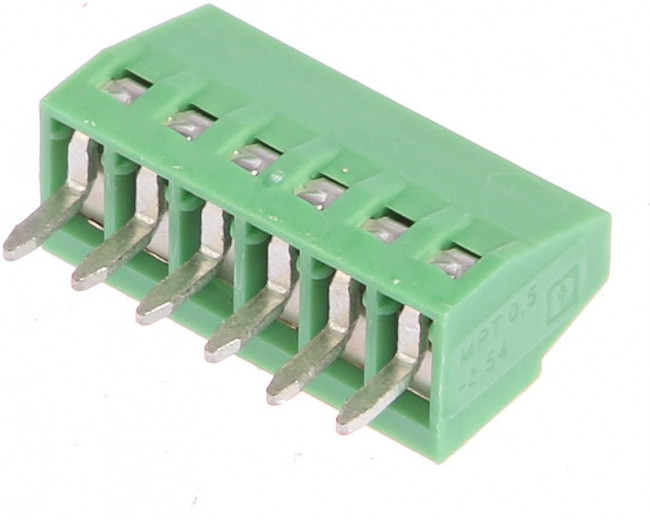 1725698, Клеммная колодка типа провод к плате, 2.54 мм, 6 вывод(-ов), 26 AWG, 20 AWG, 0.5 мм², Винт