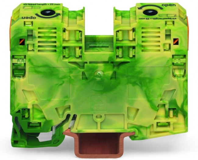 285-137, 2-пров. клемма с заземлением, 6 - 35 мм2, желто-зелёная