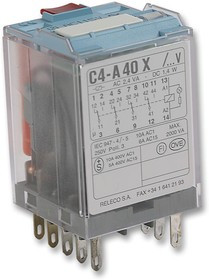 C4-A40X115A, Универсальное реле, серия C4, силовое, 4PDT, 115В AC, 10А