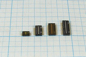 DIP переключатель на 4позициии SMD, шаг 1.27мм; №10034 ПDIP-04\ 8C1,27\ON-OFF\SMD\DT-04\