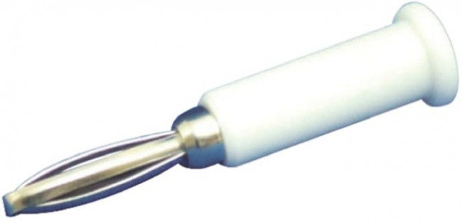 TJ-560-W, White Male Banana Plug, 4 mm Connector, Solder Termination, 3A, 30V