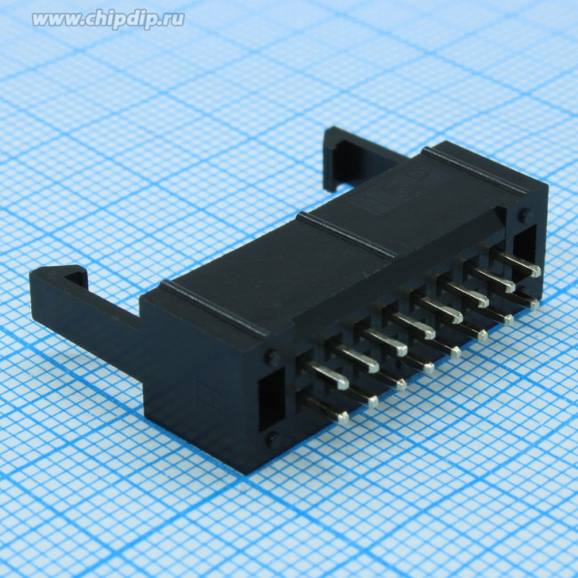 DS1013-01-16SSiB-B, Вилка на плату прямая 16pin, 2.54мм, с фиксатором кабеля